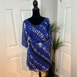Express Sheer Blue TieDye Design Dress